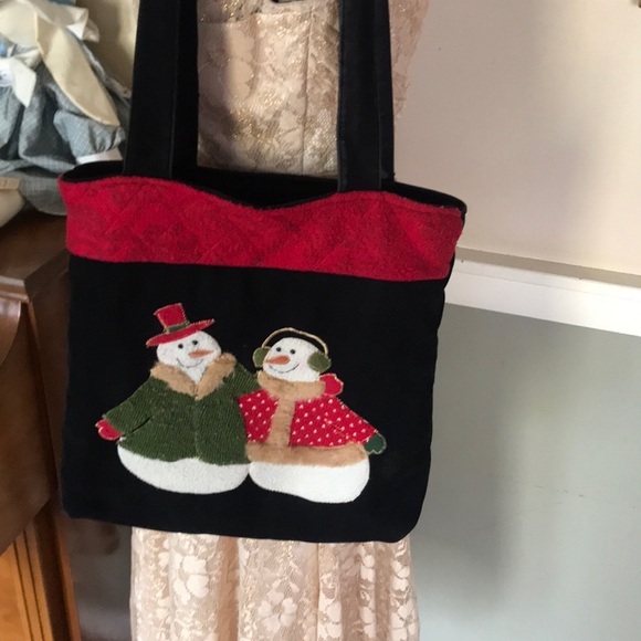 Rare Vintage Snowman Velvet Shoulder Bag - Picture 2 of 10